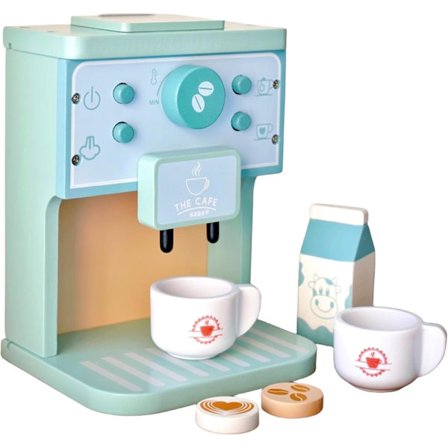 Treleker for barn Småbarn Late som lek Kjøkkentilbehør Grønn Kaffemaskin Espressomaskin Lekeapparat Montessori Kjøkkenleke Gave
