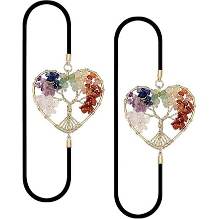 Antiikki Kirjanmerkki, 7 Chakran Parantavat Kristallit Elämän Puu Kiillotetut Jalokivet Ja Pyöreät Helmi Elastisen Nauhan Valentine's Day Lahja 