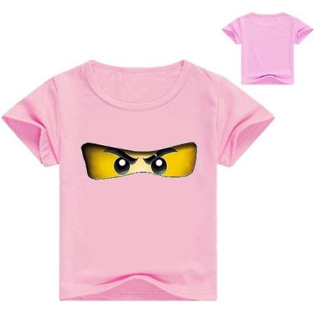 2-13 år 3D-utskrift Ninja pojkar och flickor kortärmad T-shirt barn sommarkläder Pink 110cm