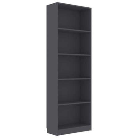 Vidaxl Bokhylla 5 Hyllor Grå 60x24x175 Cm Konstruerat Trä Grå