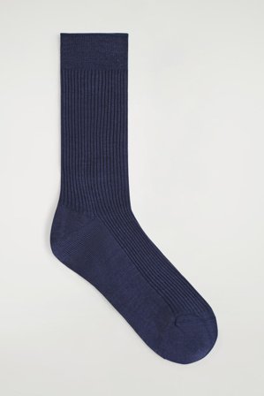 COS Women's Ribbed Silk Socks in Blue