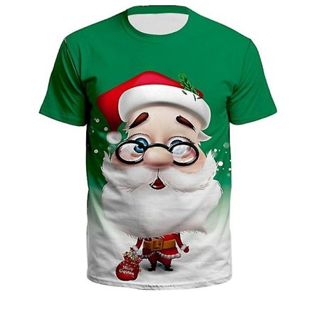 Lady Men Christmas 3d Print Kortärmad T-shirt Toppar