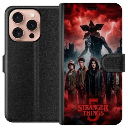 Yhteensopiva Lompakkokotelo Apple Apple iPhone 16 Pro Pimeä Stranger Things -inspiroima fantasiakuvaus salamalla, dramaattisella taivaalla ja intensi