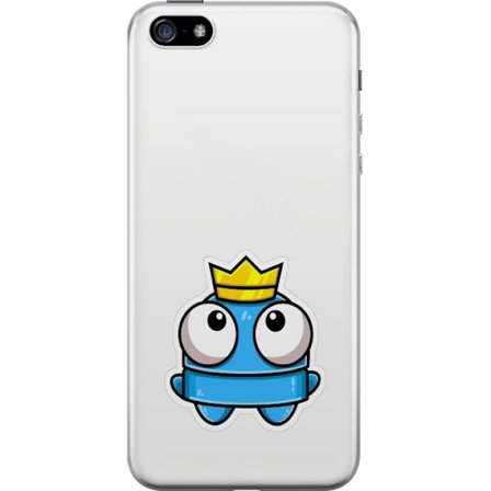 Kompatibelt Mobildeksel til Apple Apple iPhone 5 Blå tegneseriefigur med krone og store øyne i leken kongelig stil