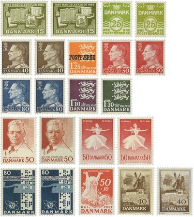 Danmark - Årgang 1965 med postfærgemærke - Postfrisk