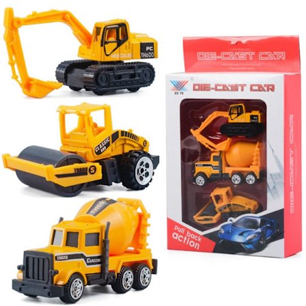 3 STK Byggekøretøjer Legetøj Pullback bilmodeller 1 1