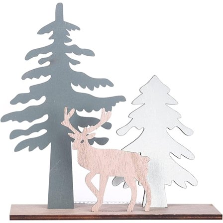 Joulukoristeet puusta hirvi ja puu siluetti - Täydellinen