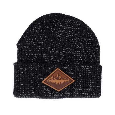 Wild Spirit - Svart cuff Beanie - Fir Mountain Patch Brown/Reflective Black Beanie @ Hatstore