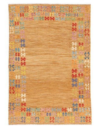 Hand Woven Kilim Afghan Old Style Rug 202X303 Orange/Brown