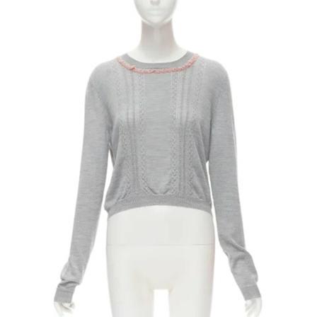 Miu Miu Pre-owned Pre-owned Cashmere tops , Grijs , Dames , Maat: M
