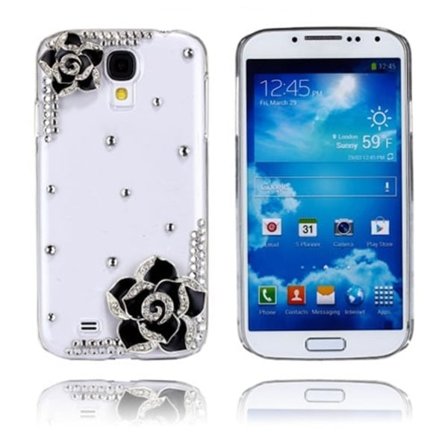 Luxury Bling (Musta Kukka) Samsung Galaxy S4 Suojakuori