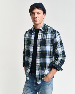 GANT - Rutete flanellskjorte med normal passform til herre tartan green