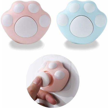 Søt badekåpekrok og håndkle med kattepote og badekåpekrok Stor multifunksjonell abs-krok 2 stk (rosa, himmelblå) 7*6cm