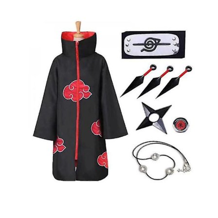 Akatsuki cape anime robe halloween cosplay lång cape set om 8 W