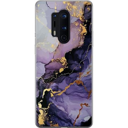 OnePlus 8 Pro Gennemsigtig cover Lilla Marmor