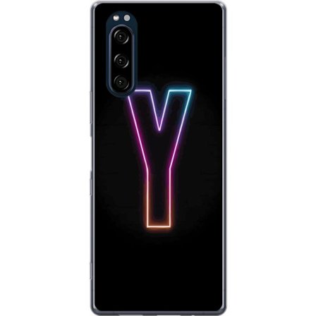 Kompatibelt Mobilskal till Sony Sony Xperia 5 Minimalistisk neonbokstav Y i färgskiftande ljus mot svart bakgrund