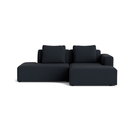 Como Lille Chaiselong Sofa Højrevendt Open End - Loop Mørkeblå - Håndlavet Komfort Sofa med Rygpuder - 226x155x83cm