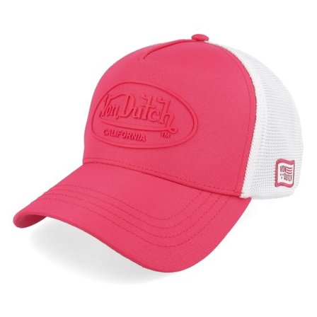 Von Dutch - Rosa trucker Keps - Oval Patch White/Pink A-Frame Trucker @ Hatstore