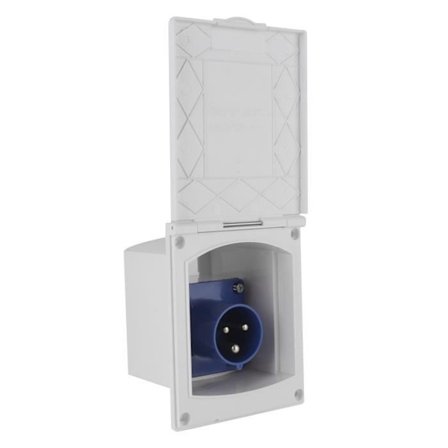 RV-tarvikkeet 16A 220V-240V Continental ulkoinen 3-nastainen uppoasennettava naarasliitin asuntovaunuun/matkailuautoon