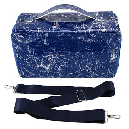 Stor Kapasitet 360 Hull Penal Komfortabel Glanset Glidelås Skrivesaker Boks Blå