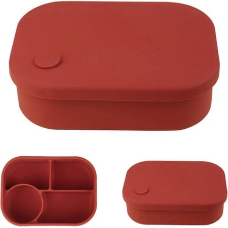 Bento Lunchlåda, Silikon Matförvaringsbehållare för Barn och Vuxna, 4 Fack Lunchlåda, Mikrovågsugn Diskmaskin