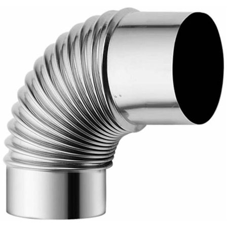 60 mm skorsten til brændeovn i rustfrit stål, 90° skorstensrørsbøjningsadapter