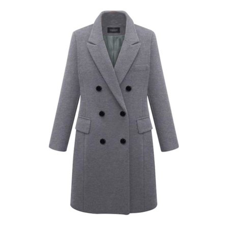 Dame Dobbelspent Ertfrakk Slag Krage Vinter Klassisk Filt Lang Jakke