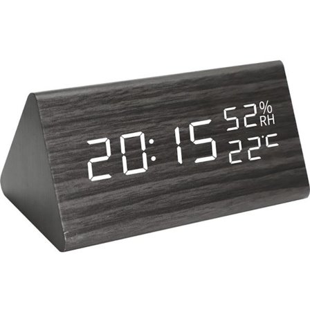 Digital LED Vækkeur Brugervenlige Store letlæselige tal med temperatur- og fugtighedssensor træ elektronisk vækkeur til soveværelset eller