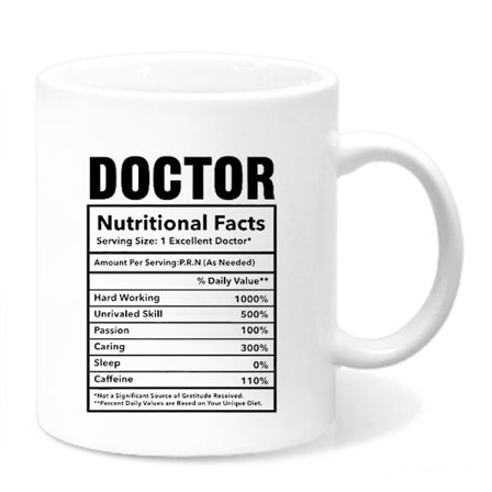 Doktor Näringsvärde Mugg – Rolig för Läkare – 350ml Keramisk Mugg