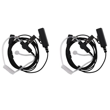 2x FBI 2-stifts Covert Lufttub Säkerhetshörlurar Headset Mic Walkie Talkie Hörlurar Hörlurar för Radio