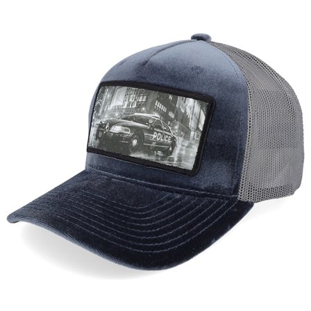 Calza Pennello - Grigio trucker Cappellino - Police Car Patch Velvet Grey A-Frame Trucker @ Hatstore