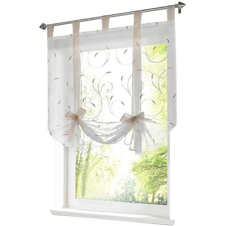 Liftgardin med broderibånd, romerske gardiner, transparent løkkegardin (bxh 80x140cm, sand)
