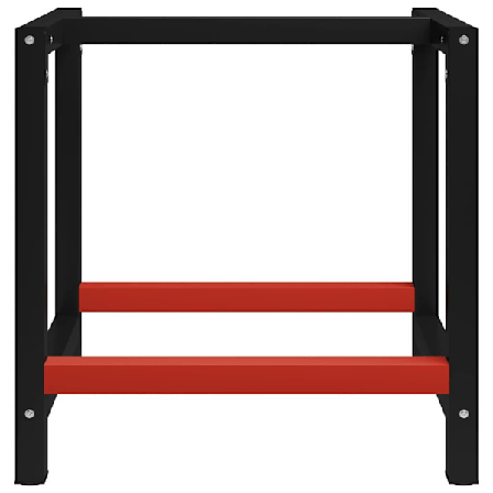 vidaXL Ram till arbetsbänk metall 80x57x79 cm svart och röd Svart