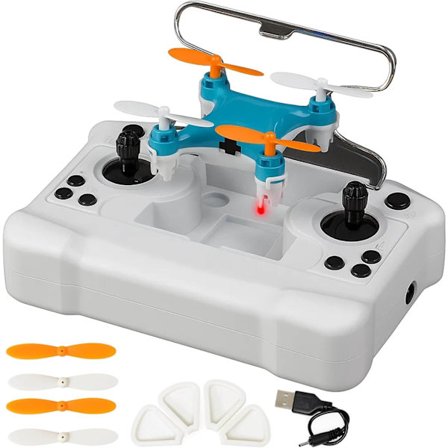 Mini-drone til alle aldre med LED-lys - Nemme 360° stuntflyvninger, Auto-svævefunktion & Propelbeskyttere, Indendørs/Udendørs legetøj (Blå)