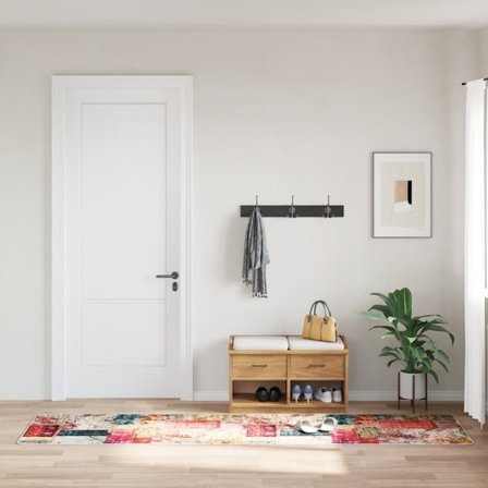 vidaXL Matta tvättbar lappmönster 80x300 cm flerfärgad halkfri