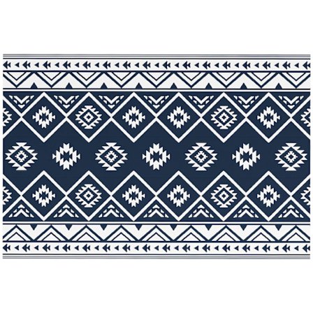 Outdoor Rug Vändbar Plastmatta Med Bärväska, Vattenavvisande, För Camping, Mörkblå + Vit, 182X274Cm