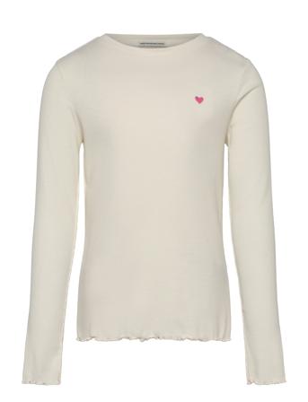 Embroidered Rib Longsleeve Tops T-shirts Long-sleeved T-shirts Cream Tom Tailor