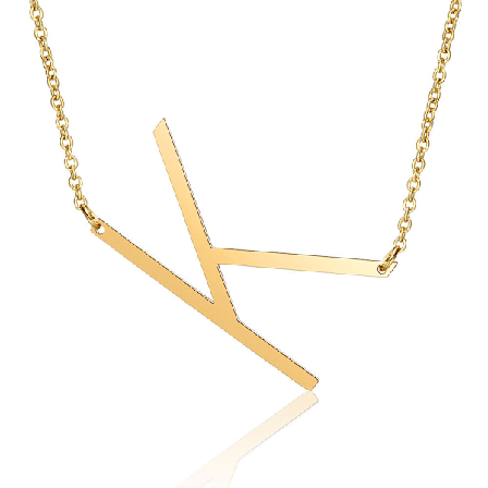 Damhalsband med sidoblocksformad initialbokstav, rostfritt stål engelsk bokstav halsband, guld, K K