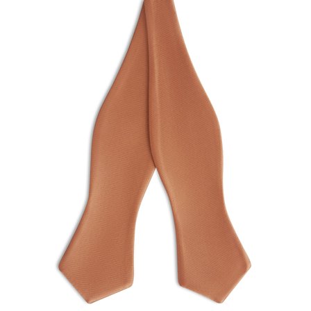 Papion self-tie satinat de culoarea coniacului cu formă de diamant pentru bărbați - Papioane self-tie