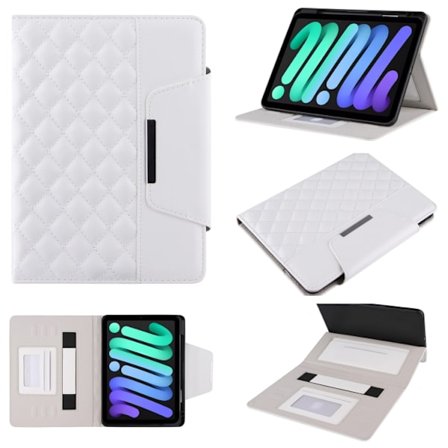 iPad mini 6 / mini 2024 Skal med Diamantmönster och Hårdvarubälte – Smart Läderfodral