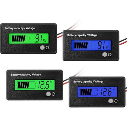 4 stk DC 12V 24V 36V 48V 72V Batterimåler med alarm, Batterikapasitet Spenningsindikatorer Overvåker Blybatterimåler og indikator