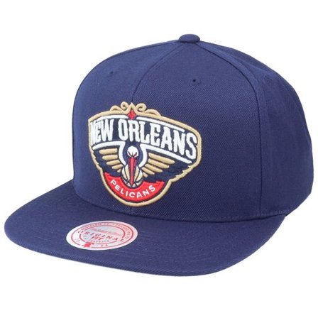 Mitchell & Ness - NBA Blå snapback Keps - New Orleans Pelicans Team Ground Navy Snapback @ Hatstore