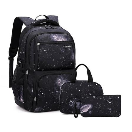 Pojkar Ryggsäckar 3 Delar Set Skolväskor Stor storlek Väska För tonåringar Barn Ryggsäck Big Boy Ryggsäck Mellanstadieelever 3pcs black