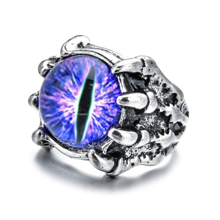 Punk Vintage Herr Retro Dragon Claw Evil Eyes Ring Devil Eyeball Snake Animal Male Crystal Finger Smycken Halloween Present