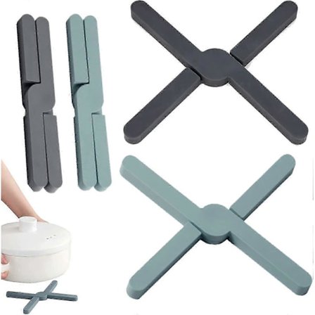 4 kpl Taitettavat Alustat Kuumaa Varten, Laajeneva Kattilanalunen X-muotoinen Taitettava Silikonialusta, Liukumaton Paksu Lämpöä Kestävä Taitettava 