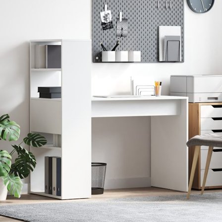 Skrivbord med hylla Vit 113 x 54 x 120 cm Konstruerat trä