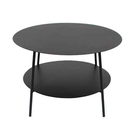 Sort metal sofabord med hylde, 60x60x40 cm