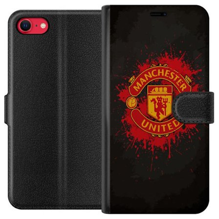 Yhteensopiva Lompakkokotelo Apple Apple iPhone 7 Manchester United logo punaisella ja keltaisella värillä, raikas urheilullinen tausta