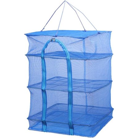 3-kerroksinen yrttien kuivausteline, verkkomainen ripustettava kuivausteline, taitettavalla vetoketjulla