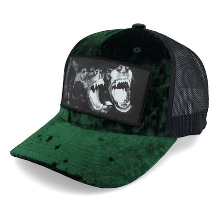 Calza Pennello - Grøn trucker Kasket - Dogs Velvet Green/Black A-frame Trucker @ Hatstore